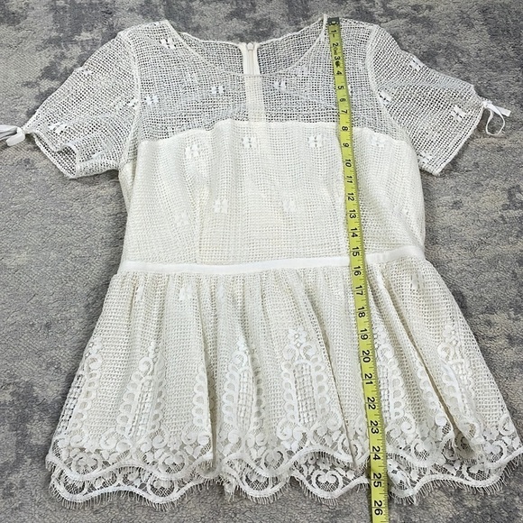 Luba by Hannah Payne Mesh Lace Peplum Babydoll Top Blouse Feminine Bridal White - Picture 8 of 13